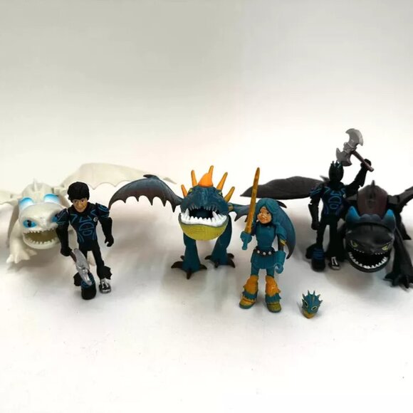 How to Train Your Dragon Figures Set Hiccup Astrid Light Fury Toothless Stormfly - Picture 1 of 16